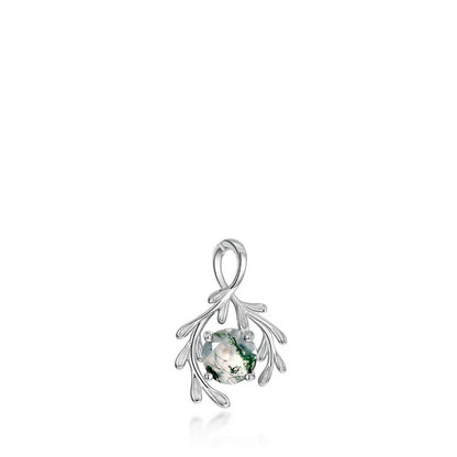 WES 100% 925 Silver Natural Unique Boho Moss Agate Pendant Necklace for Woman Earth Day Forest Jewelry Engagement Gift Wholesale - AMULET RING STORE