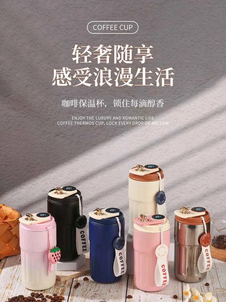 460ml Thermos Bottle Smart Display Temperature 316 Stainless Steel Vacuum Cup Office Coffee Cup Business Portable Thermal Mug