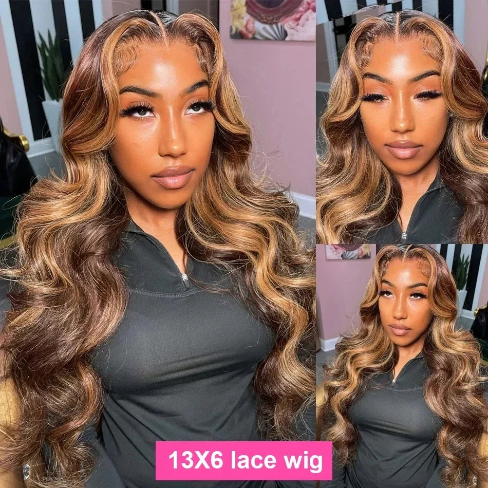 Body Wave Lace Front Wig Colored Highlight Wig Human Hair For Women 13x6 Hd Lace Frontal Wig 30 Inch 13x4 Ombre Brazilian Wigs