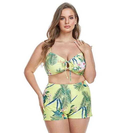 Women Bikinis Plus Size Modest Swimsuits 3 Piece High Waisted Boyshort Big Bathing Suit Swimwear Beach Cover Up Beachdress