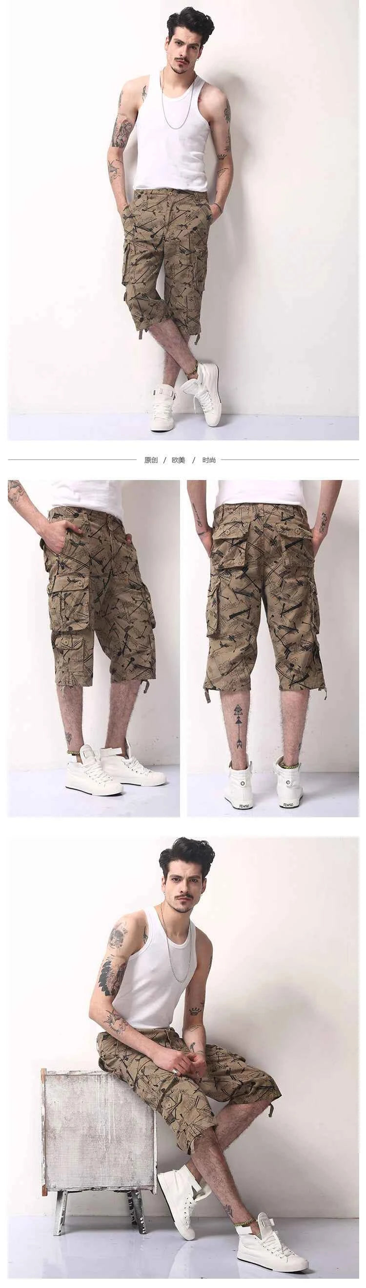 2025 Summner Fashion Cotton Mens Cargo Shorts Camouflage Male Shorts Multi-Pocket Casual Camo Outdoors Tolling Homme Short Pants