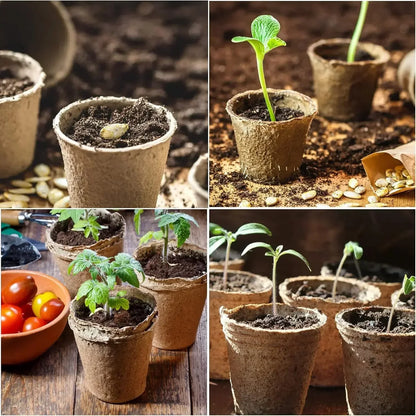 20-200PCS Environmental protection Garden Round Peat Pots Plant Seedling Starters Cups Nursery Herb Seed Tray Planting Tools - AMULET RING STORE