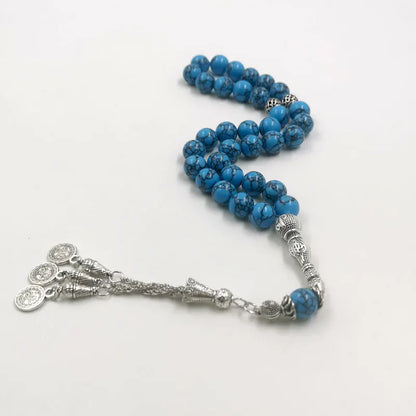 Tasbih turquoise Natural Mongolian gemstone islamic muslim bracelet Blue prayer bead Misbaha