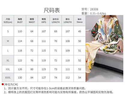 2025 Women's Graffiti Casual Shirt Women's Personalized Collar Long Sleeve Fashion Printed Set Women's Two Piece Set