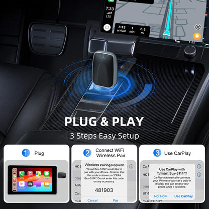 Wired To Wireless Carplay & Android Auto Mini Adapter Bluetooth-Compatible 5.0 WiFi for Cars with OEM Wired CarPlay Android Auto - AMULET RING STORE