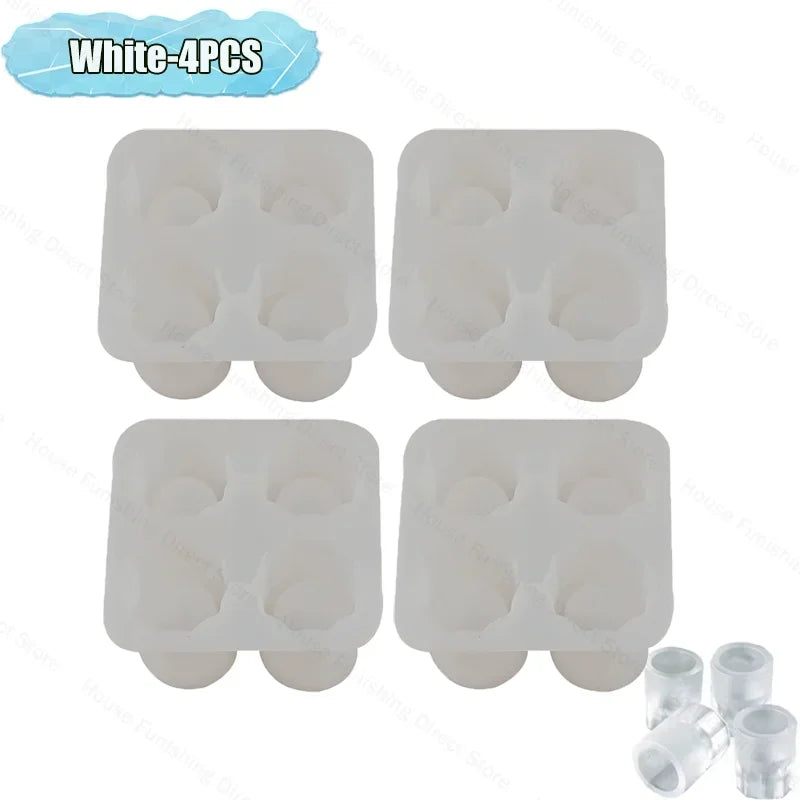 4Cup Shape Silicone Ice Cube Mold Tray for Summer Bar Party DIY Cold Drinks Kitchen Essential Ice Cup Maker Compartment Mold - AMULET RING STORE
