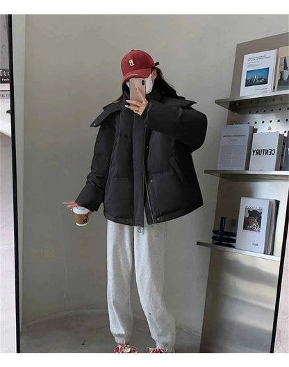 Women's Winter Warm Padded Jacket Coat 2025 New Down Cotton Hooded Solid Thick Parka Waterproof Puffy Korean Fashion Outdoor