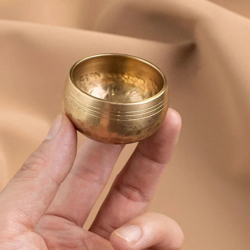 Mini Singing Bowl Portable Small Tibetan Bowls Nepal Handmade Meditation Sound Healing Mindfulness Spiritual Copper Percussion - AMULET RING STORE