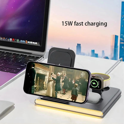 4 in 1 Fast Charing Wireless Charger Station with 30W PD Charger for IPhone/ Samsung All Phones and Watches Earbuds Series