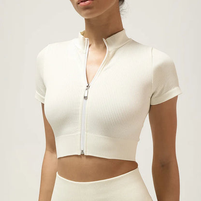 Fitn Yoga Clothes Set High Collar Zipper Bal ort Sve Long Sve orts Women's Sportswear Tee-quarter Length ...