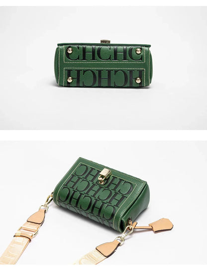 Fashion Design Model Metal Accessories Buckle Women's Shoulder Bag Luxury Brand 2025 Fashion Solid Colour Printed Head Bag