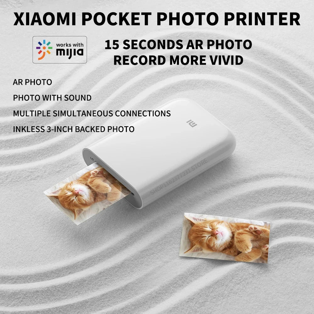 Xiaomi AR Printer 300dpi Portable Photo Mini Pocket With DIY Share 500mAh Picture Printer Pocket Printer Work With Mihome APP