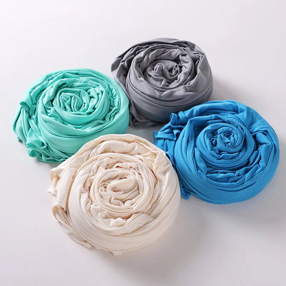 Newest Milk Silk Jersey Hijabs for Women Soft Warm Muslim Woman Turban Hoofddoek Headscarf Good Stitch Stretch Jesey HIjab Scarf - AMULET RING STORE