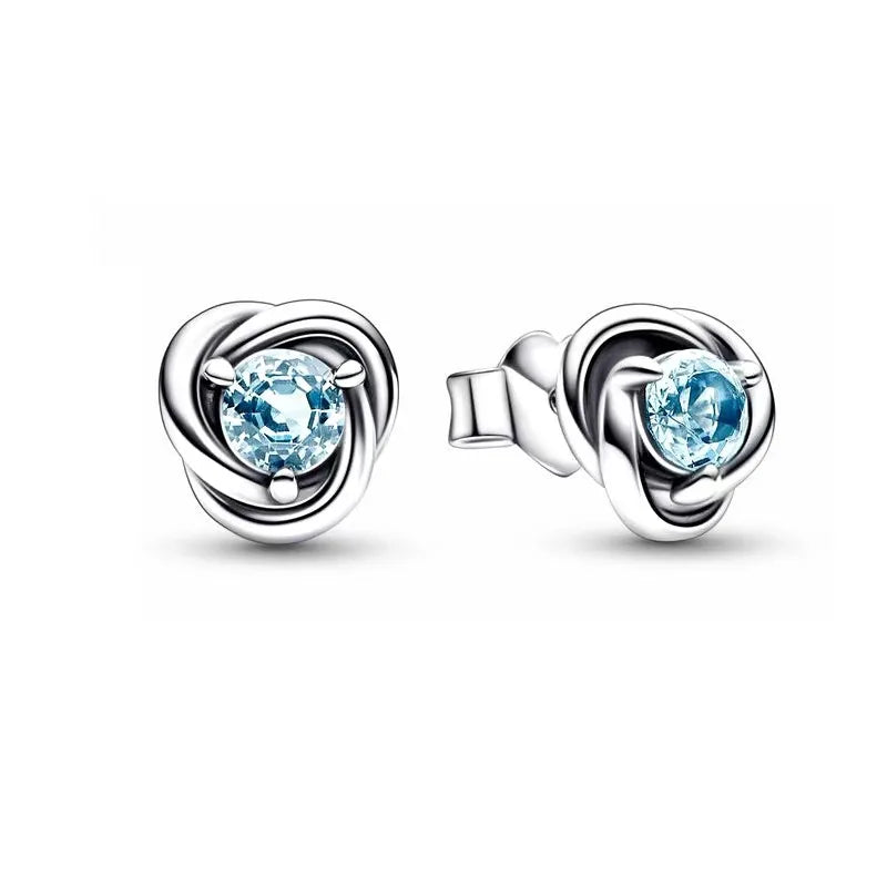 European 925 Silver Zodiac Earrings Stud Birthday Stone Suitable for Women's Exquisite Jewelry for Women's Party