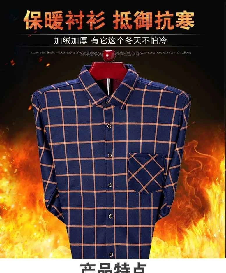 2023 Autumn and Winter New Fashion Trend Plaid Shirt Men's Casual Comfort Plus Fleece Thick Warm High Quality Long Sleeve Shirt