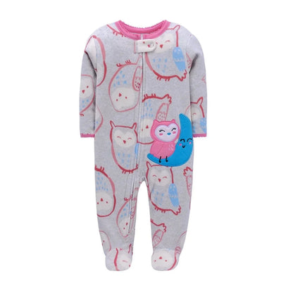 Newborn Infant Baby Girl Rompers 2024 Winter Autumn Warm Micro Fleece Animal Sleepsuit Animal Overall Babe Jumpsuits 0-12 Months - AMULET RING STORE