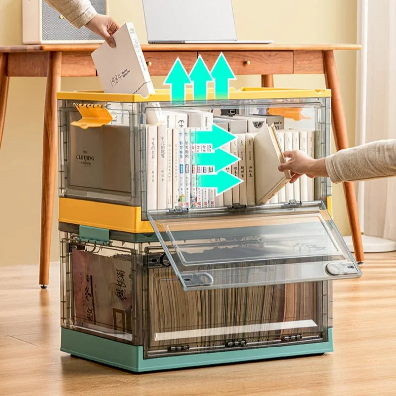 Transparent Storage Bin Foldable Storage Trunk Open Storage Box Home Wardrobe Clothes Organizer Large Capacity Sundries Box - AMULET RING STORE