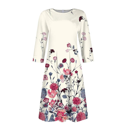 Traf Women 2025 Women'S Casual And Fashionable 3/4 Sleeve Pocket With Back Zipper Dress