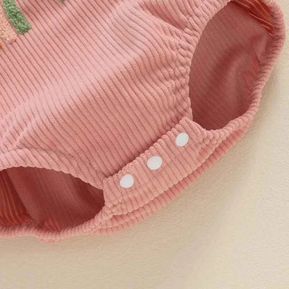 Infant Baby Girl Boy Overalls Rompers Summer Rainbow/Strawberry Embroidery Sleeveless Square Neck Suspender Ribbed Romper - AMULET RING STORE