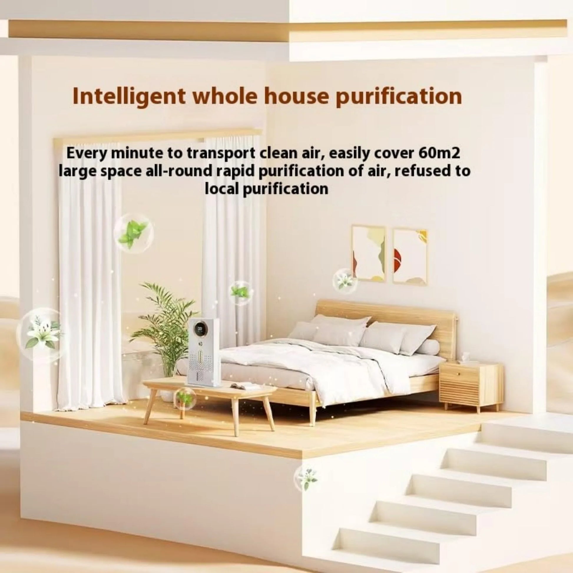 Air Purifiers for Bedroom Home, Air Filter Cleaner with Fragrance Sponge, HEPA Filter for Smoke, Allergies, Pollen, Pet Timer - AMULET RING STORE