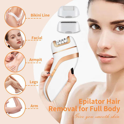 Original Kemei 3in1 Epilator Electric Epilator Facial Body Ladies Legs Bikini Legs Arms Underarm Epilator Rechargeable.