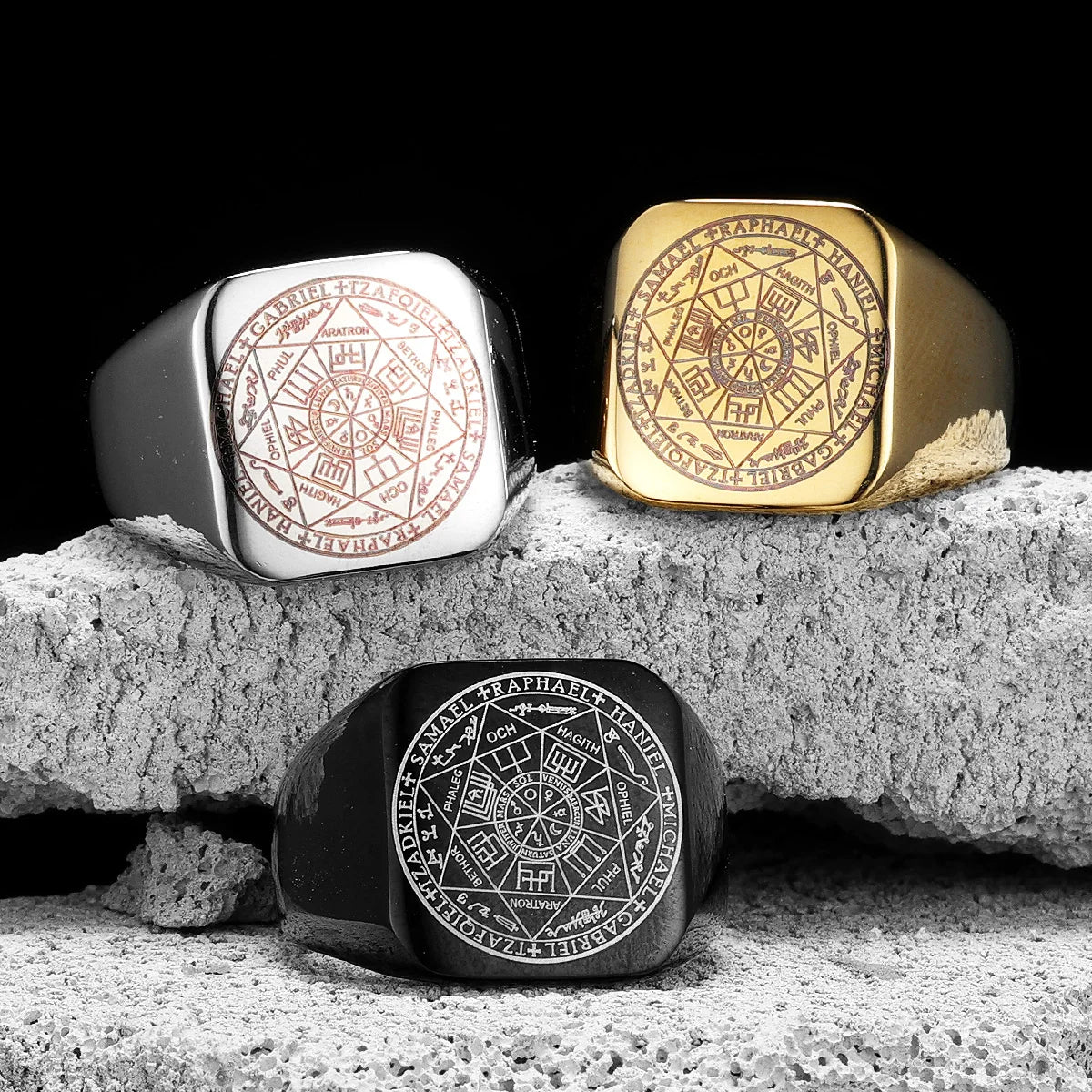 Solomon Kabbalah Seal Men Rings