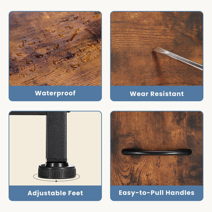 JHK Fireplace TV Stand Dresser For Bedroom With 5 Fabric Drawers Storage Closet Chest Clothes Storage Display Cabinet Furniture