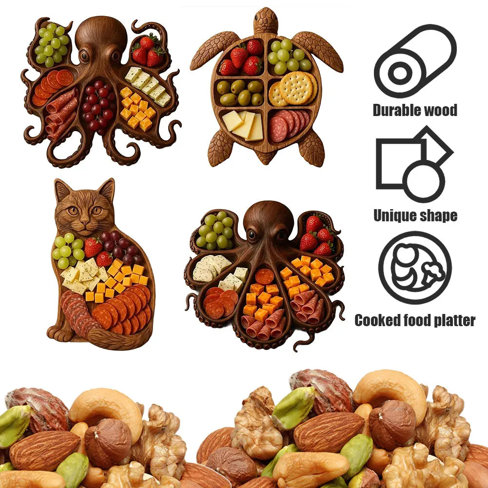 Charcuterie Platter Charcuterie Board Animal Themed Charcuterie Tray Wood Serving Tray for Seafood Lovers & Entertainers - AMULET RING STORE