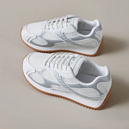 Women's Colorblock Casual Sneakers, Lace Up Soft Sole Platform Casual Shoes, Low-top Walking Comfy Shoes in holiday - AMULET RING STORE