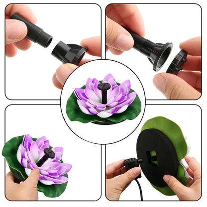 Solar Rotating Lotus Floating Fountain Outdoor Garden for Garden Bird Bath, Pond Decoration, Waterscape Garden Decoration - AMULET RING STORE