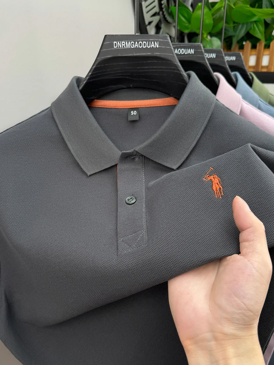 100% pure cotton men's short sleeved polo shirt hot selling summer fashionable horse logo embroidery classic Paul casual T-shirt