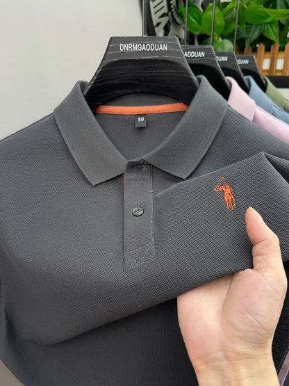 100% pure cotton men's short sleeved polo shirt hot selling summer fashionable horse logo embroidery classic Paul casual T-shirt