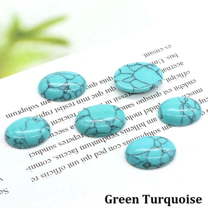 5pcs/Lot Natural Crystals Stone Oval Cabochon Beads Flat Back Cab Cameo DIY Ring Pendant Necklace Jewelry Making Accessories