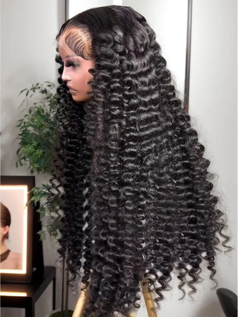 Loose Deep Wave 13x4 Lace Front Human Hair Black Wigs Deep Wave Brazilian 5x5 Closure Wear And Go Glueless Human Hair Curly Wigs - AMULET RING STORE