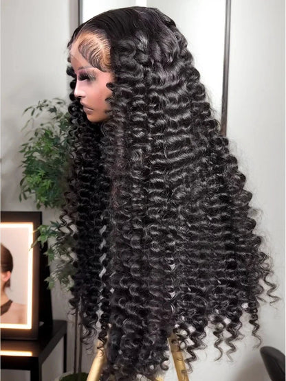 Loose Deep Wave 13x4 Lace Front Human Hair Black Wigs Deep Wave Brazilian 5x5 Closure Wear And Go Glueless Human Hair Curly Wigs - AMULET RING STORE