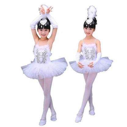 White Ballerina Dancing Costumes For Kids Tutu Dancewear Professional Girls Swan Lake Dance Dress Performance Ballet Dress 1Set