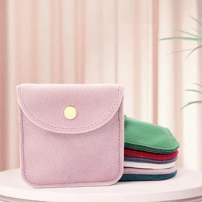 Snap Button Jewellery Pouch Fillet Velvet Bag Envelope Jewelry Bag Necklace Bracelet Storage Bag Gift Bags - AMULET RING STORE