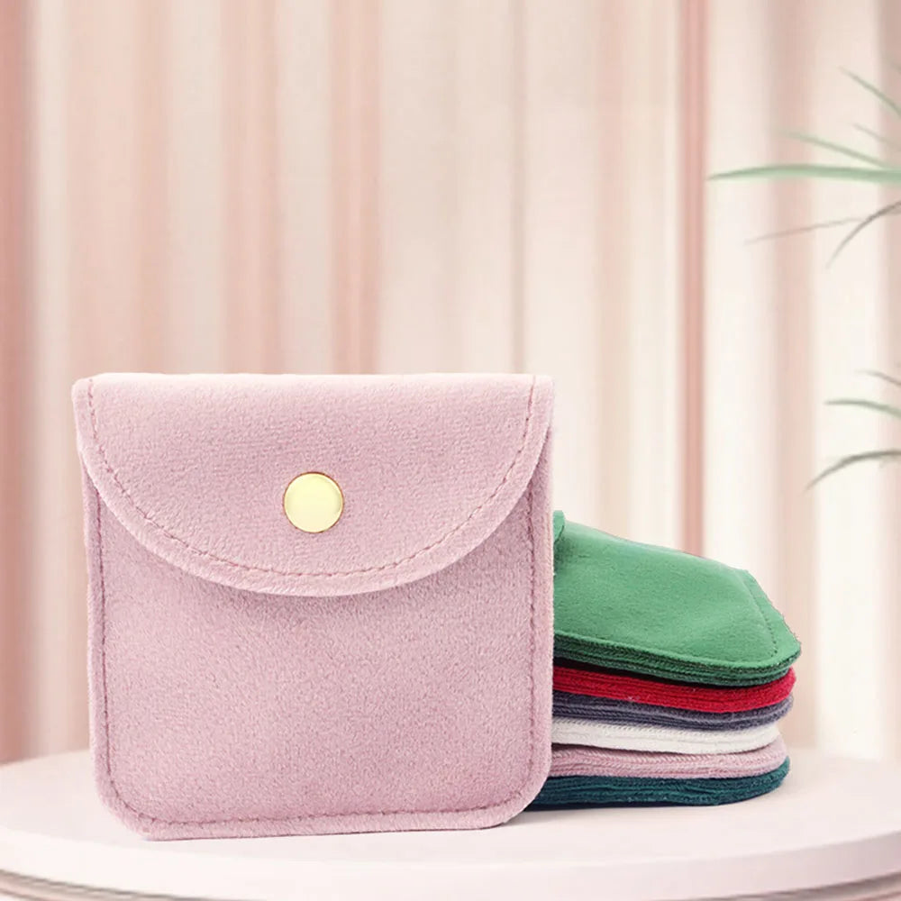 1pc Jewelery Pouch Packaging Bag Soft Velvet Gift Bracelet Necklace Earrings Rings Storage Button Velvet Bag Jewelry Organizer - AMULET RING STORE
