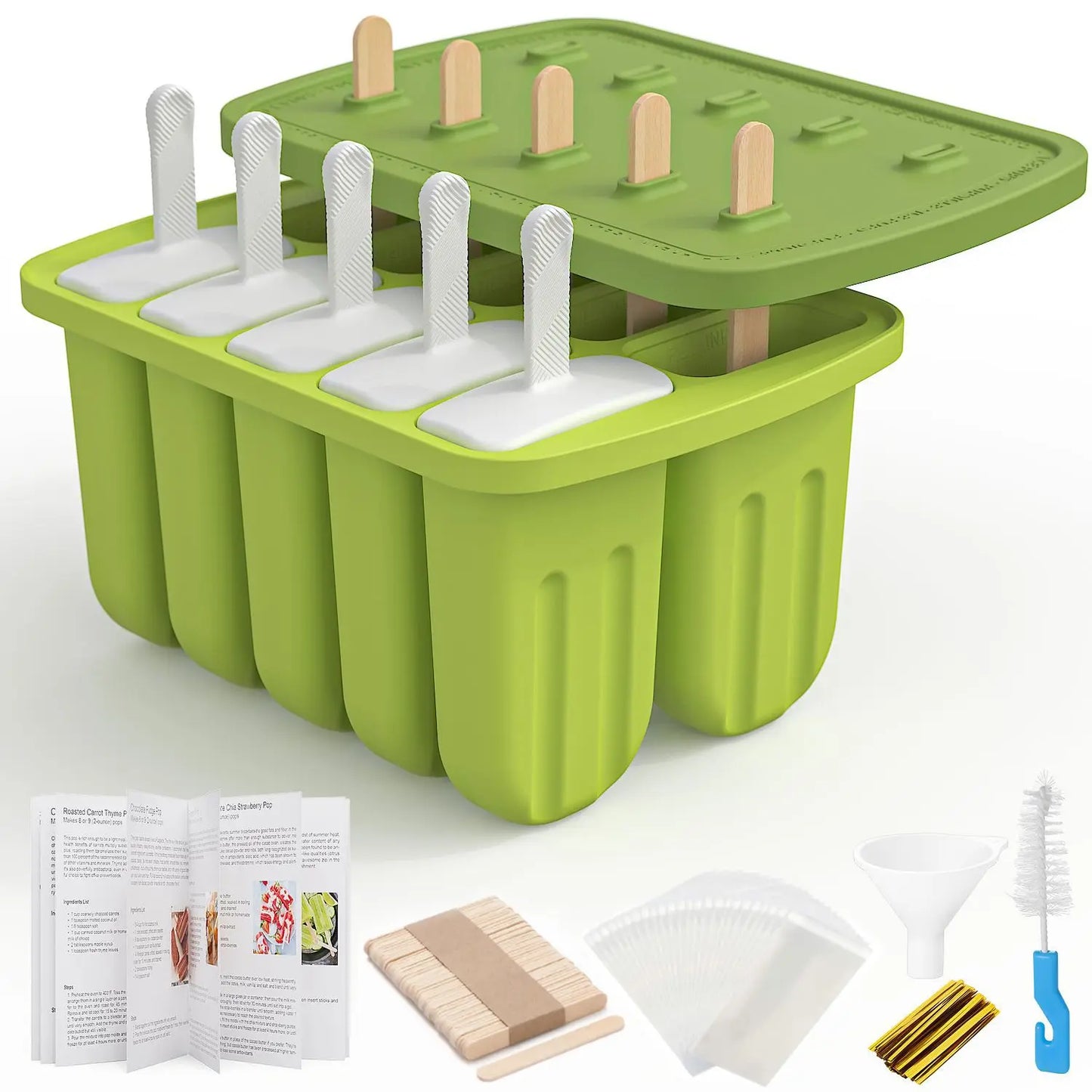 Summer DIY Ice Cream Tools With Wooden Sticks Silicone Popsicle Molds Set Kitchen Accessories Quench Thirst Snacks for Children - AMULET RING STORE