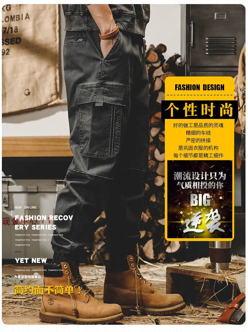 ARENS Techwear Cargo Pants Men Black Cargo Trousers Male Vintage Japanese Streetwear Hip Hop Pockets Casual Safari Style Loose