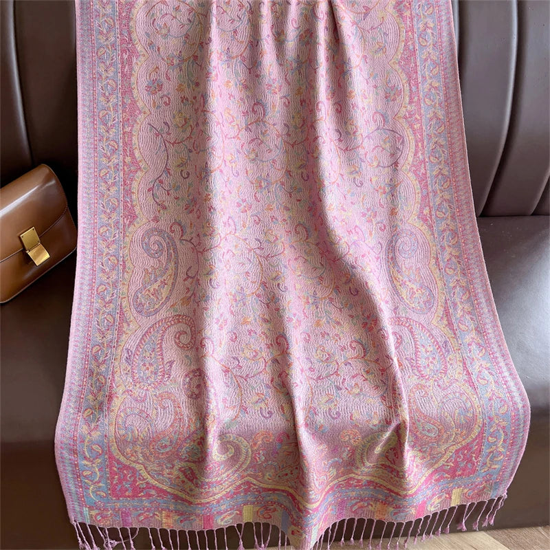 Elegant Ethnic Autumn Cashmere Shawl for Women Jacquard Pashmina Scarves Bufandas De Invierno Mujer Female Foulard Stoles Scarf - AMULET RING STORE