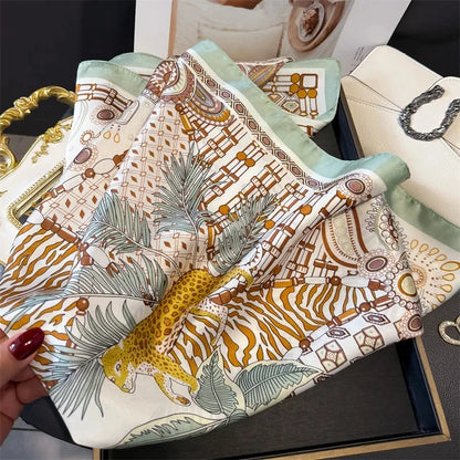 Luxury Fashion Print Square Scarf Women Soft Satin Scarves Bandana Hijab Neckerchief Shawl Kerchief Hair Band Foulard Lady - AMULET RING STORE