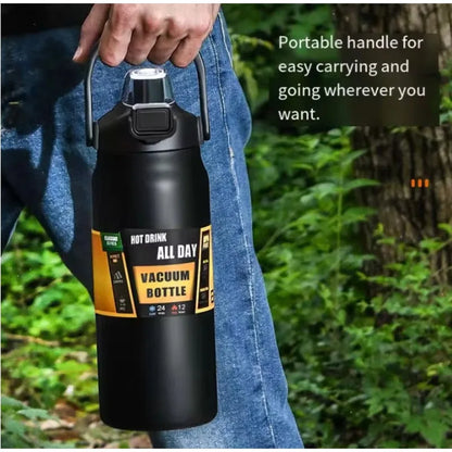 + Portable 304 SS Thermos, Large Capacity, Insulated to Hold Cold/Hot, Ideal for Sports, Hiking & Outdoor Trips - AMULET RING STORE