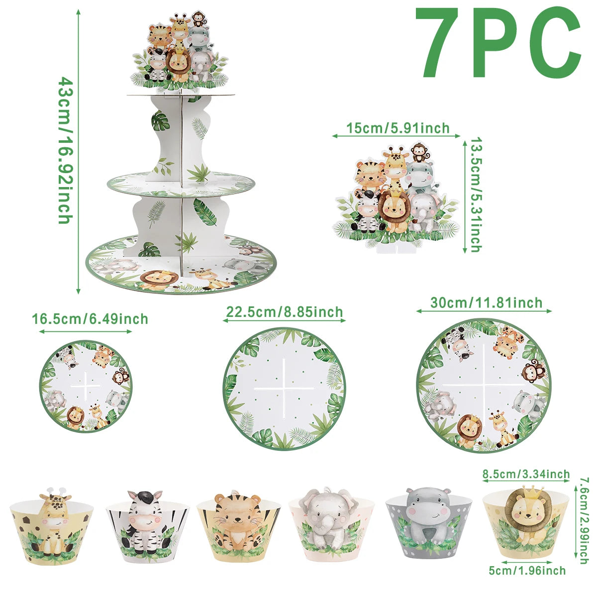 Cake Display Stand Jungle Mermaid Birthday Party Decorations Kids Dessert Holder Cake Tray Butterfly Baby Shower Cupcake Support - AMULET RING STORE