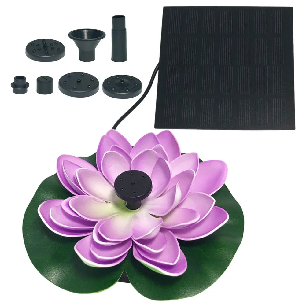 Solar Rotating Lotus Floating Fountain Outdoor Garden for Garden Bird Bath, Pond Decoration, Waterscape Garden Decoration - AMULET RING STORE