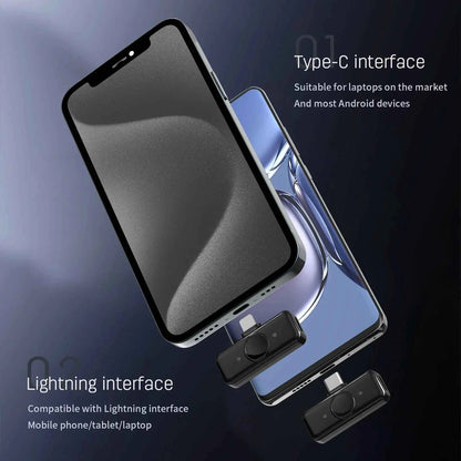 Basix Wireless Lavalier Lapel Microphone for iPhone iPad Android Outdoor live streaming Recording Interview with Magnetic Clip