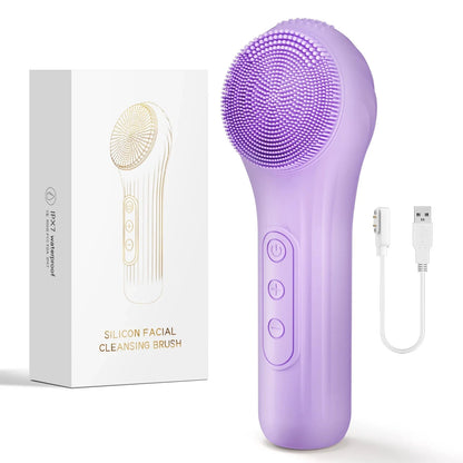 Electric Sonic Waterproof Facial Cleansing Brush Rechargeable Hot compress Deep Pore Cleaner Silicone Cleanse Skincare Device