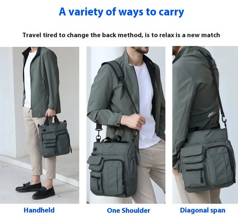 Business Men Shoulder Bag Multilayer Multifunctional Tablet and Document Handbag Diagonal Cross bag Leisure Briefcase