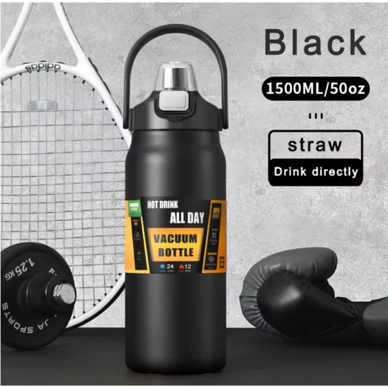 + Portable 304 SS Thermos, Large Capacity, Insulated to Hold Cold/Hot, Ideal for Sports, Hiking & Outdoor Trips - AMULET RING STORE