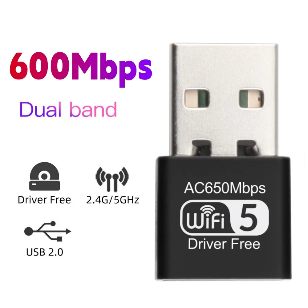 1300Mbps Mini USB Wifi Adapter Network Dual Band 2.4G/5Ghz Ethernet WIFI Lan Adapter Dongle Network Card Wireless Wi-Fi Receiver - AMULET RING STORE